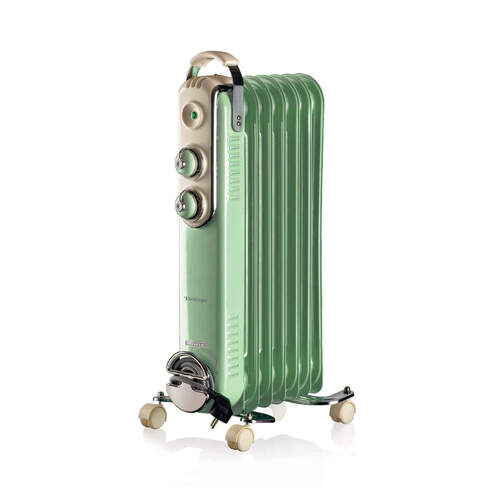 837/04 Vintage - zelený olejový radiátor (7 topných článků)