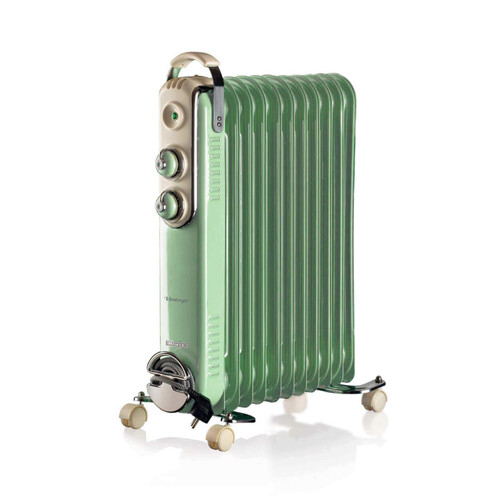839/04 Vintage - zelený olejový radiátor (11 topných článků)