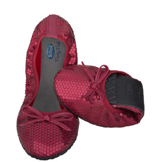 Scholl Pocket Ballerina PAILLETTES - červené baleríny