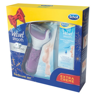 Scholl Velvet Smooth elektrický pilník na chodidla - fialový + Noční maska 60ml (dárkové balení)