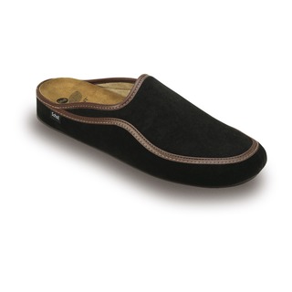 Scholl BRANDY - černá domácí obuv (hnědý lem)