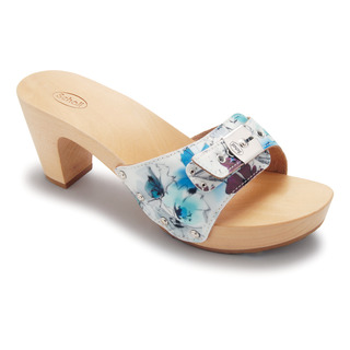 Scholl LADY FLOWER - modrobílé dřeváky