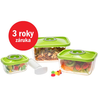 Status 4-dílný set skleněných vakuových dóz 181024 zelený
