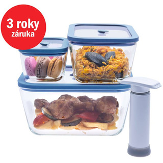 Status Viva 4-dílný set vakuových dóz 131202 borosilikátové sklo modrá