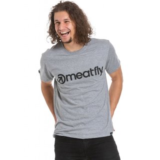 meatfly Logo 20 - FW20 Heather Grey - šedé pánské tričko s krátkým rukávem