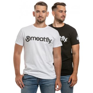 meatfly Logo 25 Years - bílé a černé pánské tričko s krátkým rukávem