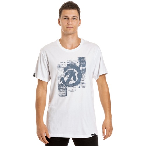 Press T-Shirt - bílé pánské tričko s krátkým rukávem - US L