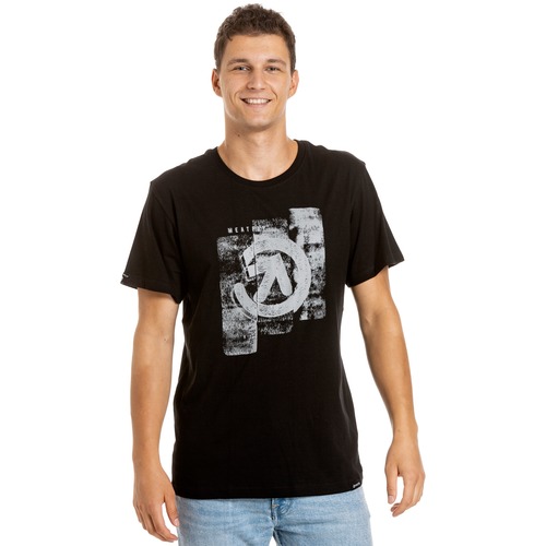 Press T-Shirt - černé pánské tričko s krátkým rukávem - US XXL