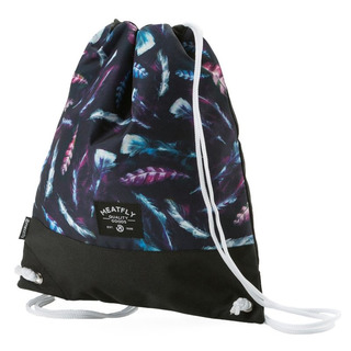 meatfly Dodge Benched Bag - Feather Black Print - školní sáček na přezůvky