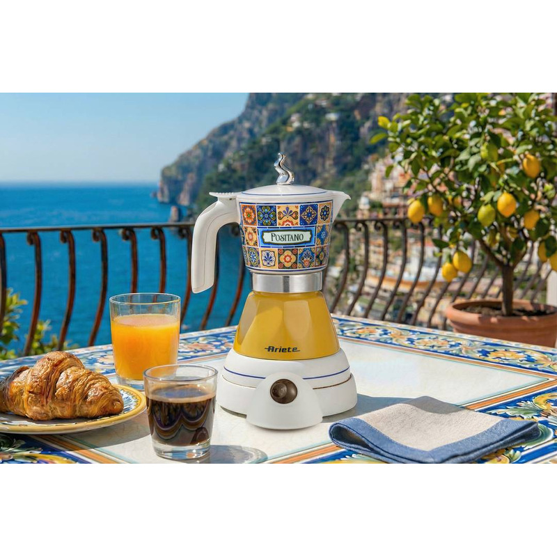Ariete 1358 Positano Moka Aroma elektrická moka konvička 2–4 moka šálky 160 ml žlutá