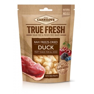 CARNILOVE TRUE FRESH Raw freeze-dried Duck with red fruits - sušený pamlsek z kachny s ovocem (40g)