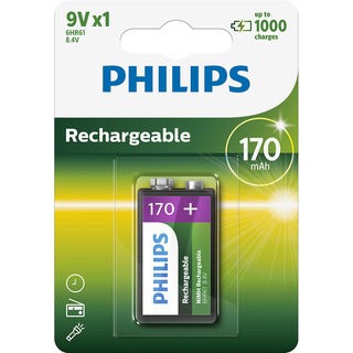 Philips baterie RECHARGERABLE 1ks v blistru (9VB1A17/10, typ 9V,170 mAh)