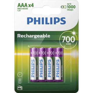 Philips baterie RECHARGERABLE 4ks blistr (R03B4A70/10, AAA, NiMh, 700 mAh)
