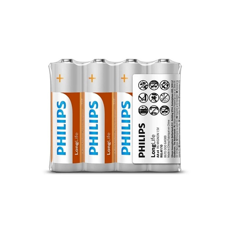 Philips baterie LongLife R6L4F 4x AA 1,5V fólie