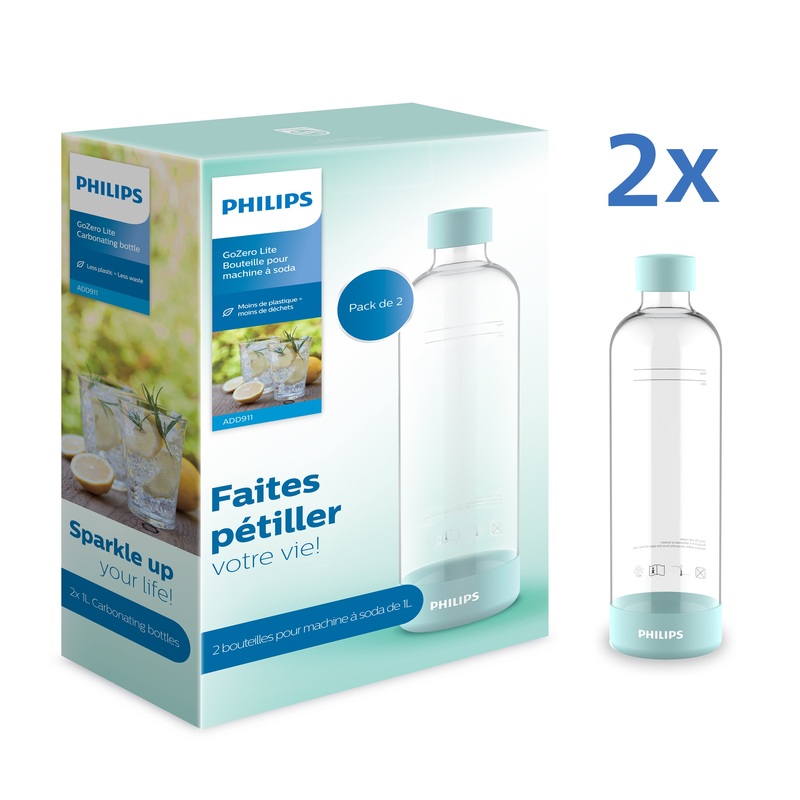 Philips ADD911MT/10 GoZero - zelená láhev k výrobníku sody 1l (2ks)