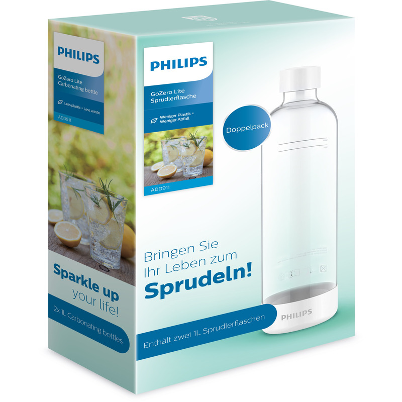 Philips ADD911WH/10 GoZero - bílá láhev k výrobníku sody 1l (2ks)