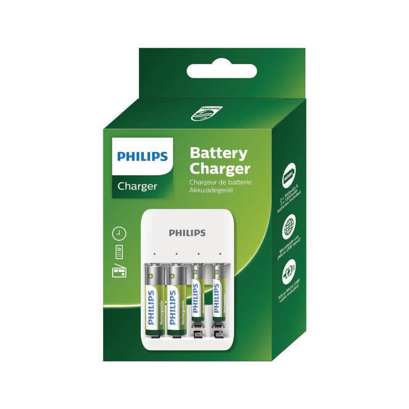 Philips SCB4013NB/00 - nabíječka na baterie AA/AAA s LED kontrolkami