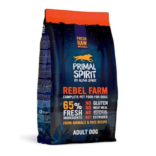 Primal Spirit Dog 65% Rebel Farm 1 kg - za studena lisované granule (kuřecí maso, čerstvá ryba)