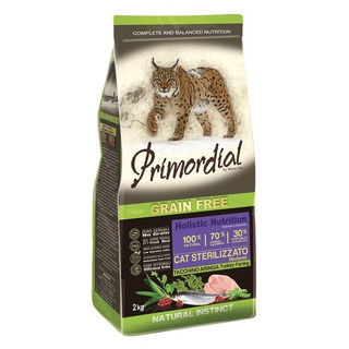 Primordial Cat Sterilizzato Turkey & Herring 2 kg - bezobilné granule pro kastrované kočky (krůta a sleď)