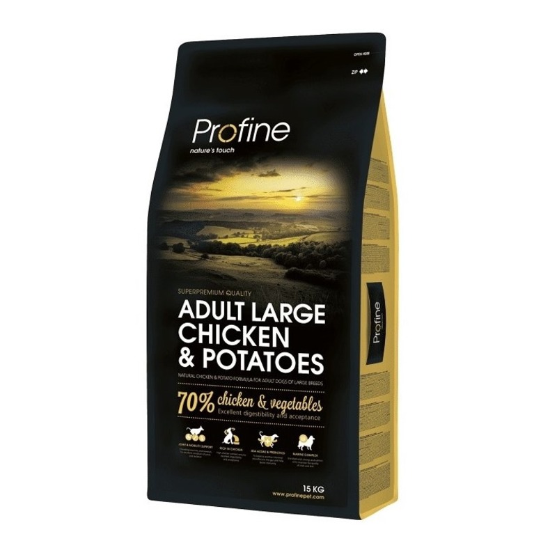 Profine Adult Large Breed Chicken & Potatoes 15kg+3kg - přírodní kompletní krmivo pro dospělé psy (kuřecí maso, brambory)