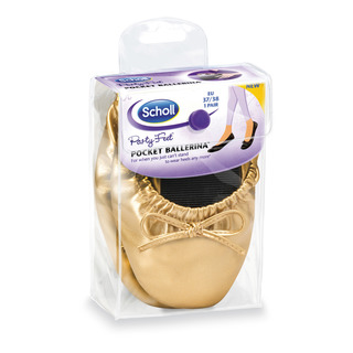 Scholl Pocket Ballerina - zlaté baleríny