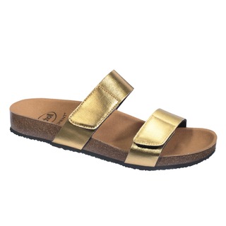 Scholl GREENY 2 STRAPS - zlaté zdravotní pantofle