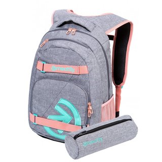 meatfly Exile 5 G - Heather Grey, Pink - šedý batoh 24l