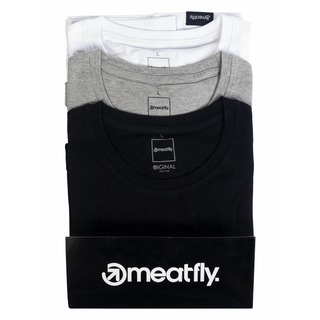 meatfly MF Logo - bílé, šedé a černé pánské tričko s krátkým rukávem