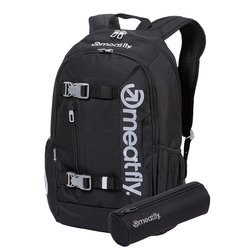 meatfly Basejumper - Black - černý batoh 22 l + penál zdarma