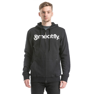 meatfly Form - A - černá pánská mikina s kapucí zapínání na zip