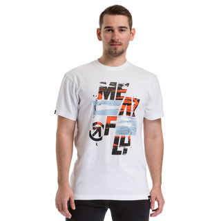 meatfly Burnout T-Shirt - A - bílé pánské tričko s krátkým rukávem