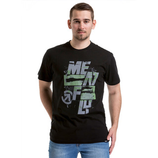 meatfly Burnout T-Shirt - D - černé pánské tričko s krátkým rukávem
