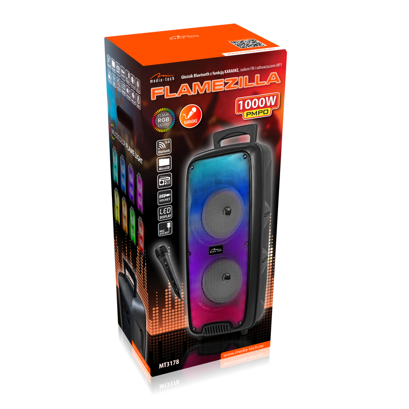 Media-Tech MT3178 Flamezilla - reproduktor Bluetooth s funkcí KARAOKE