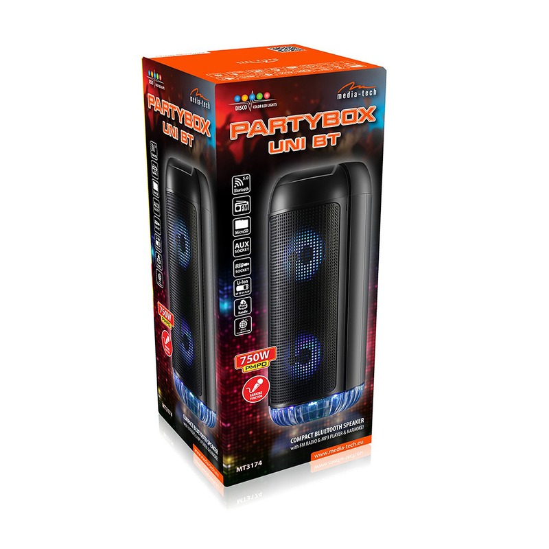 Media-Tech MT3174 Partybox - kompaktní bluetooth reproduktor s FM rádiem a karaoke